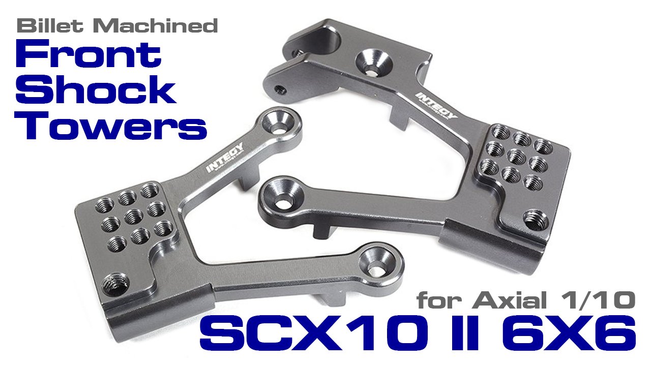 Billet Machined Alloy Front Shock Towers for Axial 1/10 SCX10 II 6X6 Off-Road (#