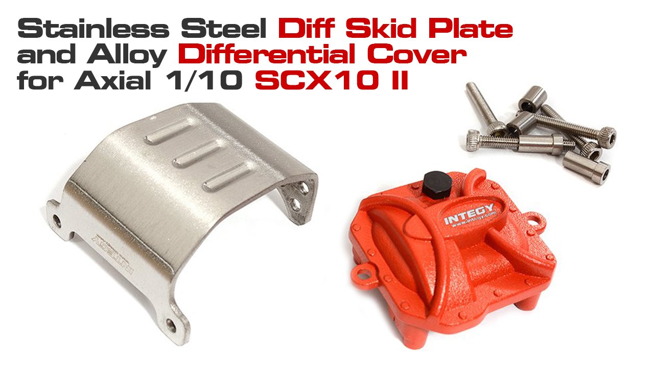 Stainless Steel Skid Plate & Alloy Differential Cover for Axial 1/10 SCX10 II (#
