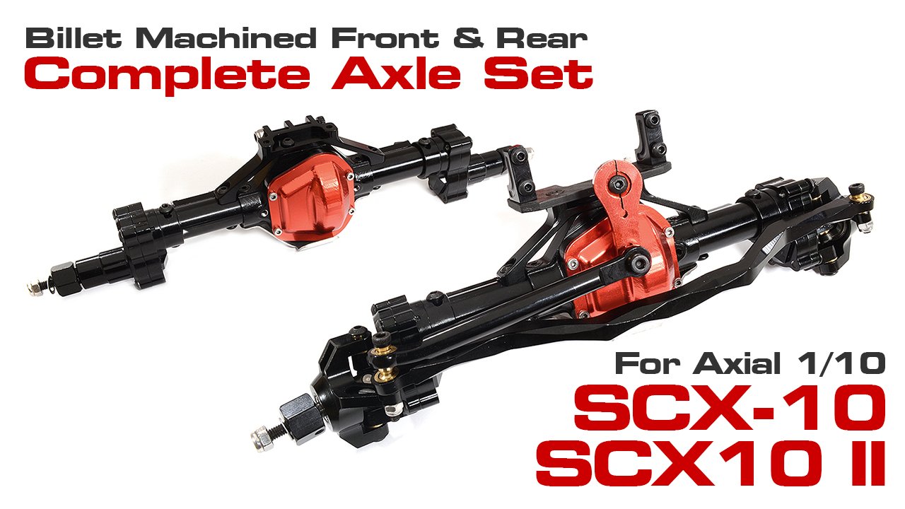 Billet Machined Front & Rear Complete Axles for Axial 1/10 SCX-10 & SCX10 II (#C