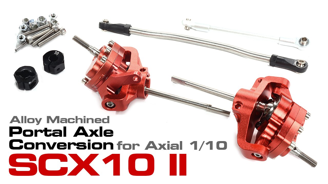 Alloy Machined Front Portal Axle Conversion for Axial 1/10 SCX10 II (#C30575)