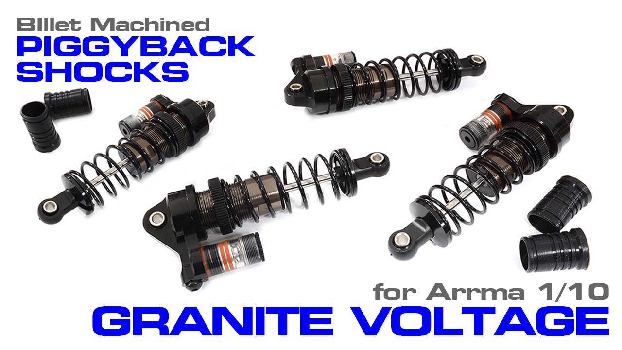 Billet Machined Piggyback Shock Set for Arrma 1/10 Granite Voltage 2WD (#C30938)