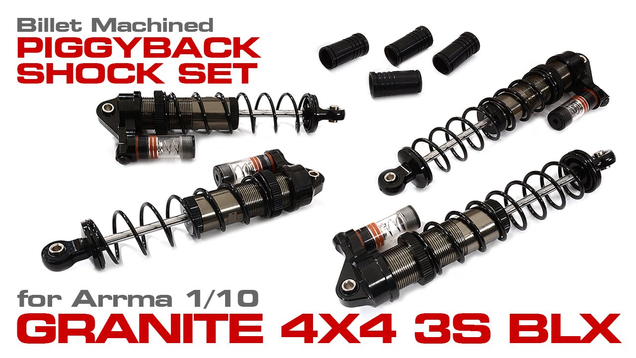 Billet Machined Piggyback Shock Set for Arrma 1/10 Granite 4X4 3S BLX (#C30939)
