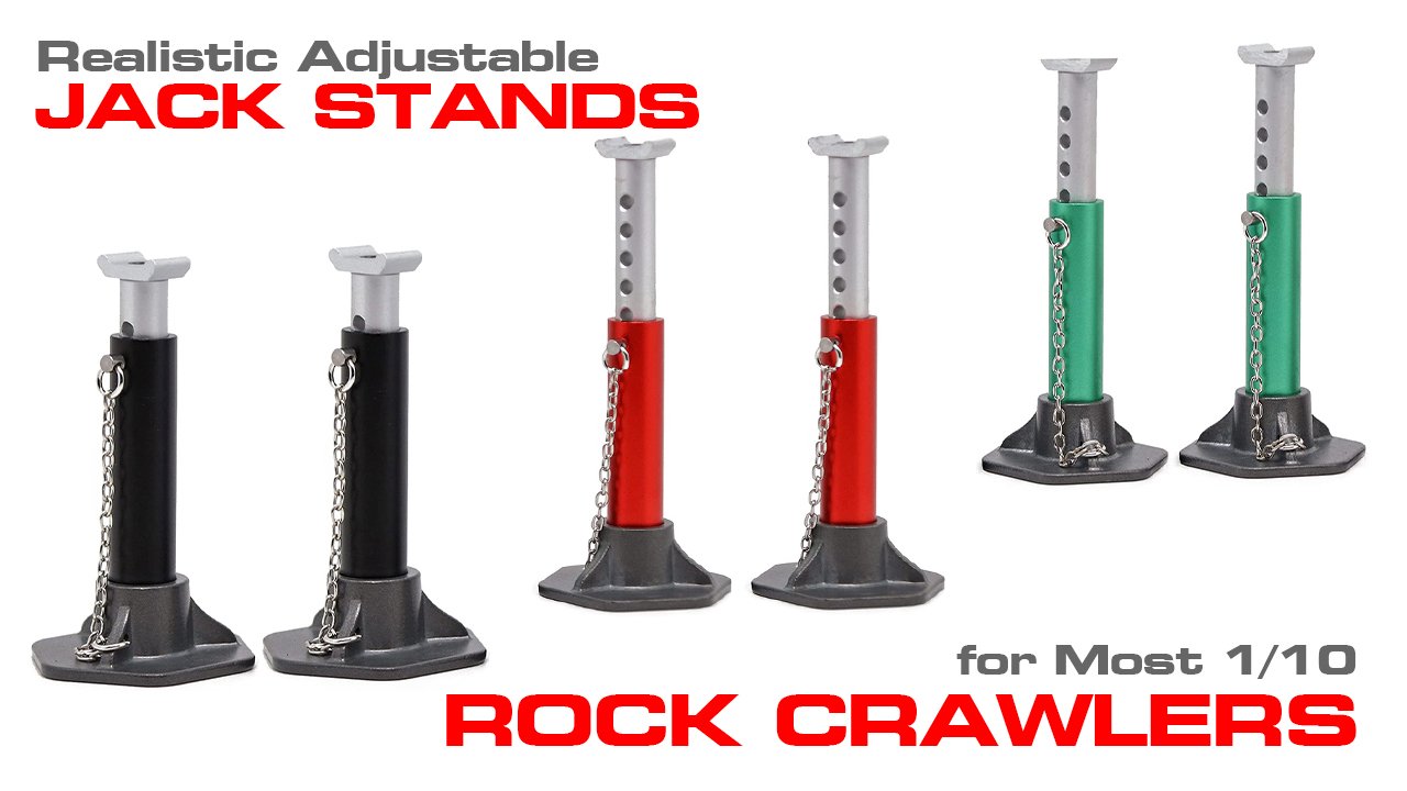 Realistic Adjustable Height Jack Stands for 1/10 Crawlers (#C30979)