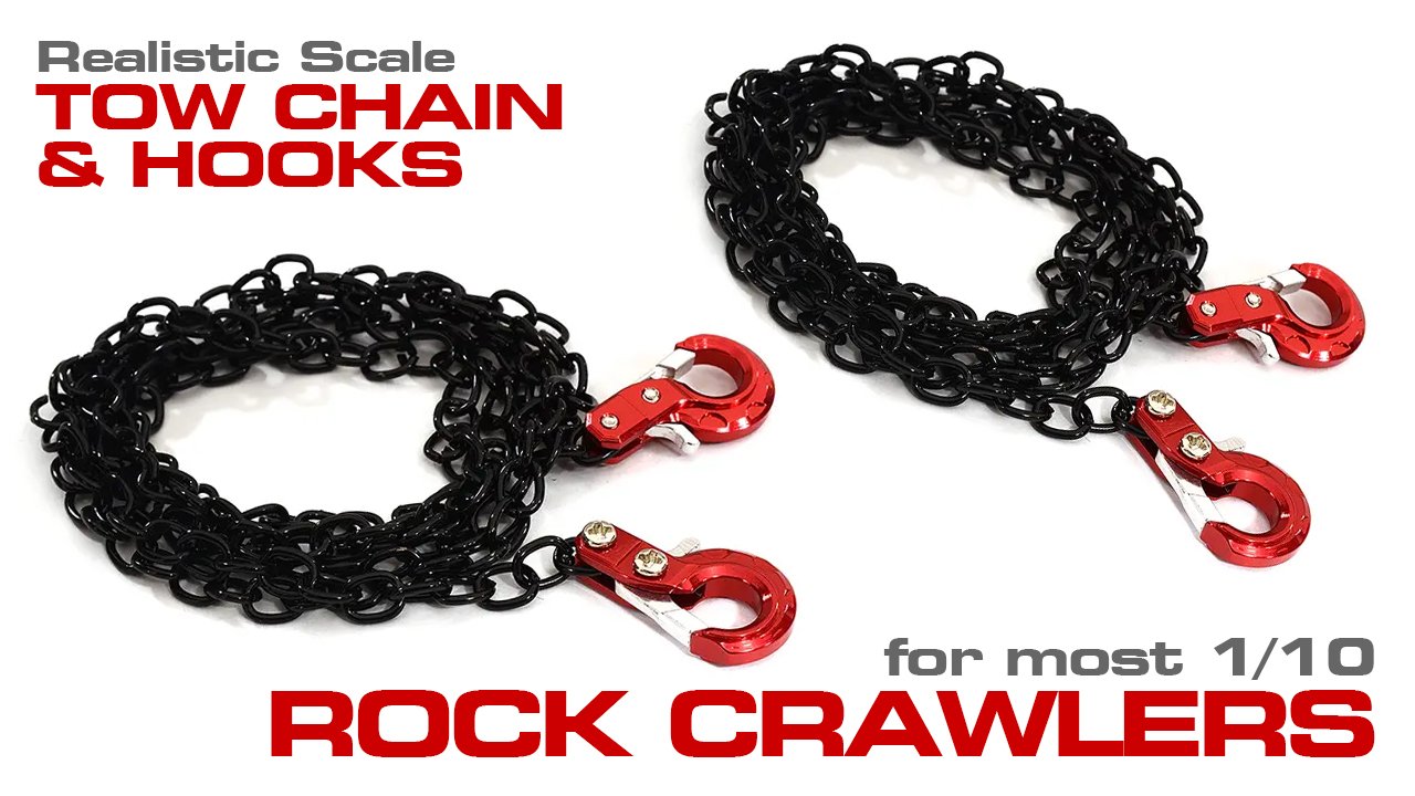 Realistic Metal Tow Chain w/ Tow Hooks for 1/10 Crawler (#C31173)