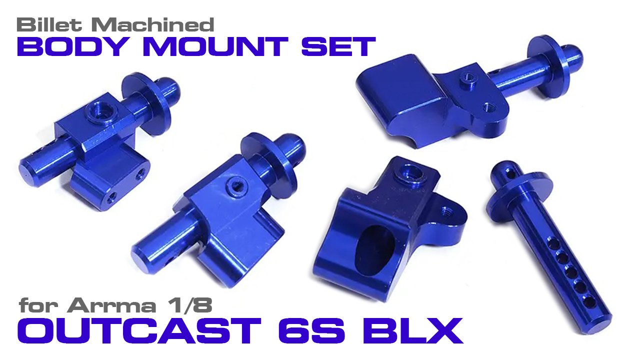 Billet Machined Front & Rear Body Mount Set for 1/8 Outcast 6S BLX (#C31293)