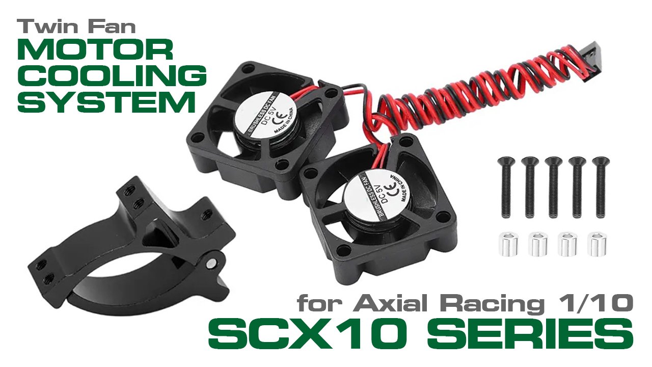 Motor Clamp Mount + Twin Cooling Fan Set for Axial SCX10 Series (#C31366)