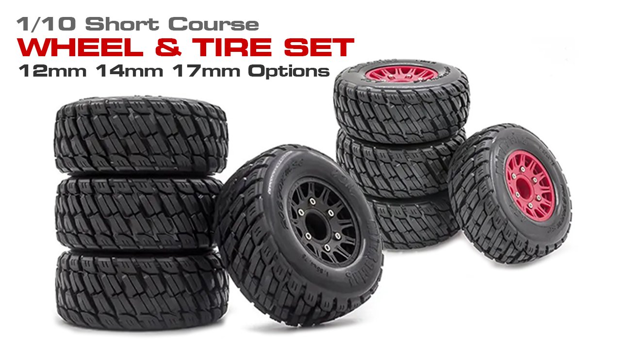Short Course 2.2/3.0 Wheel for 12, 14 & 17mm Hex & Tire Set (4) (O.D.=114mm) (#C