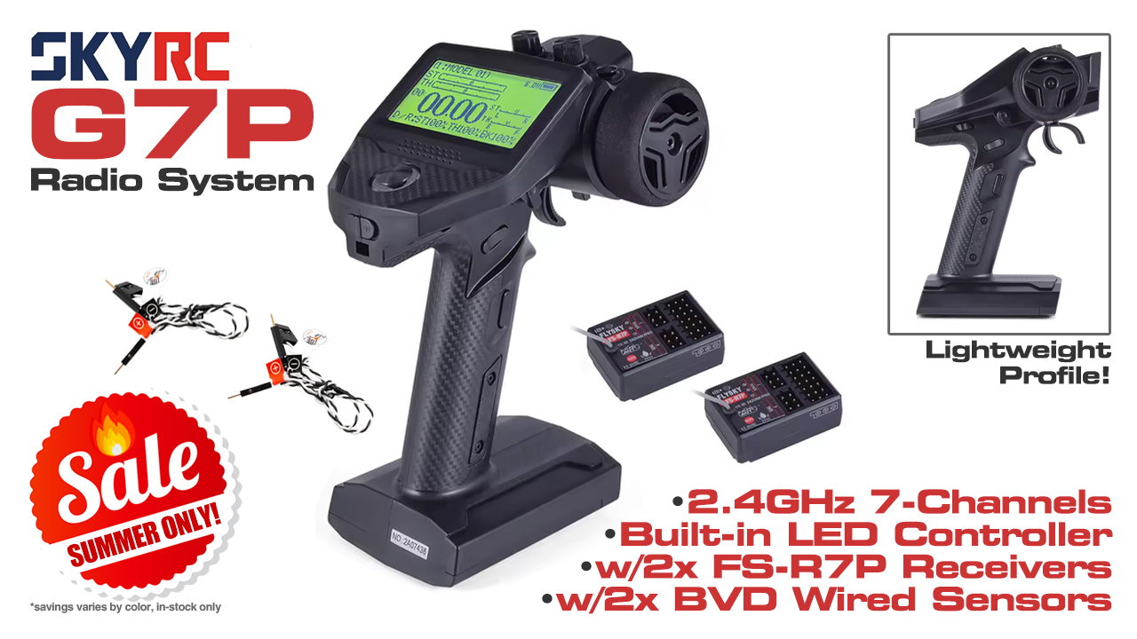 FlySky FS-G7P 2.4GHz 7-Channel Radio System w/2x FS-R7P Receivers (#C32157)