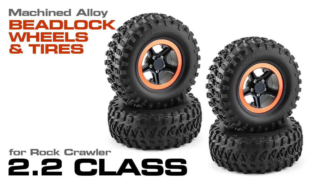 Machined Alloy 5-Spoke Beadlock Wheel & Tire Set for 2.2 Crawler #C32221)
