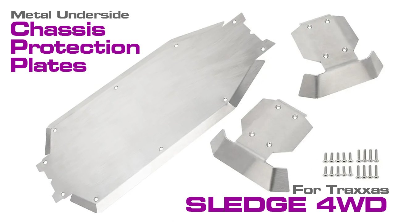 Front & Rear Metal Protection Plates for 1/8 Traxxas Sledge 4WD Monster Truck (#