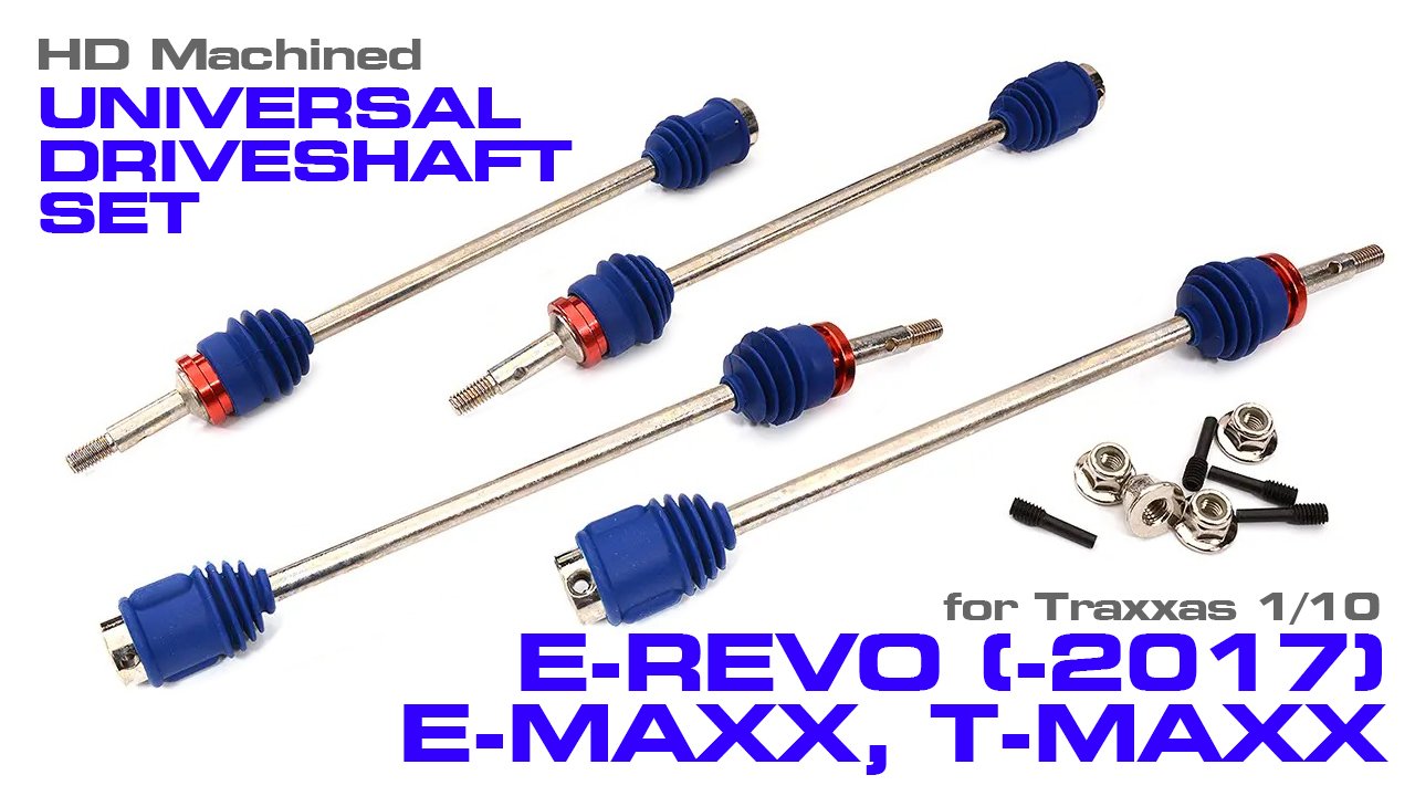 Machined Universal Drive Shafts for Traxxas 1/10 E-Revo (-2017), E-Maxx & T-Maxx