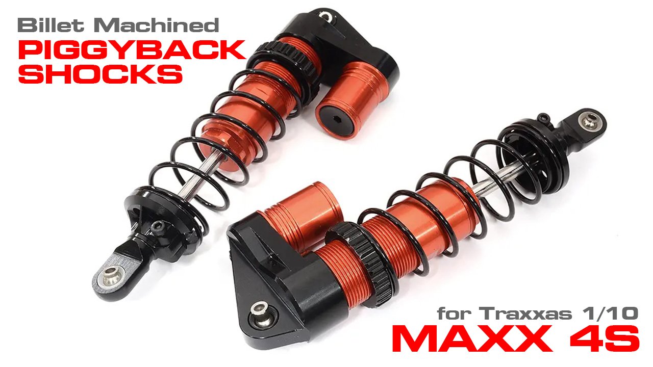 Billet Machined Piggyback Shocks for Traxxas 1/10 Maxx 4S (#C32425)