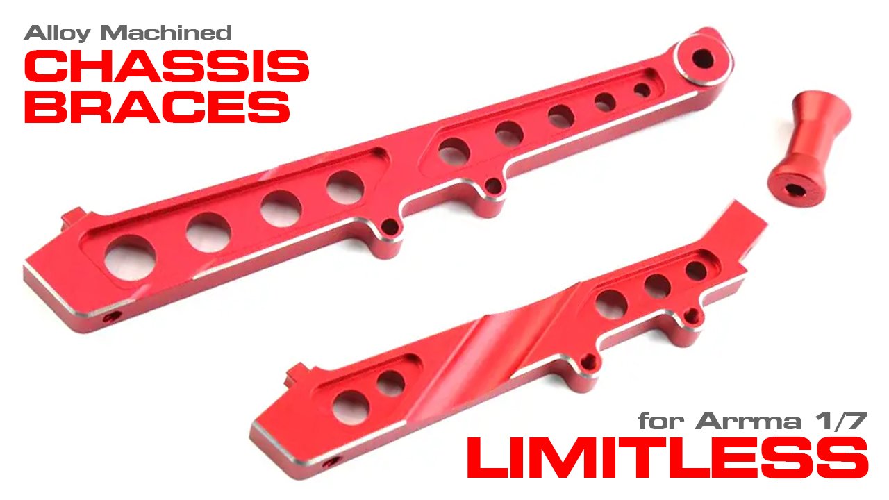 Alloy Machined Front & Rear Chassis Brace Set for Arrma 1/7 Limitless & Infracti