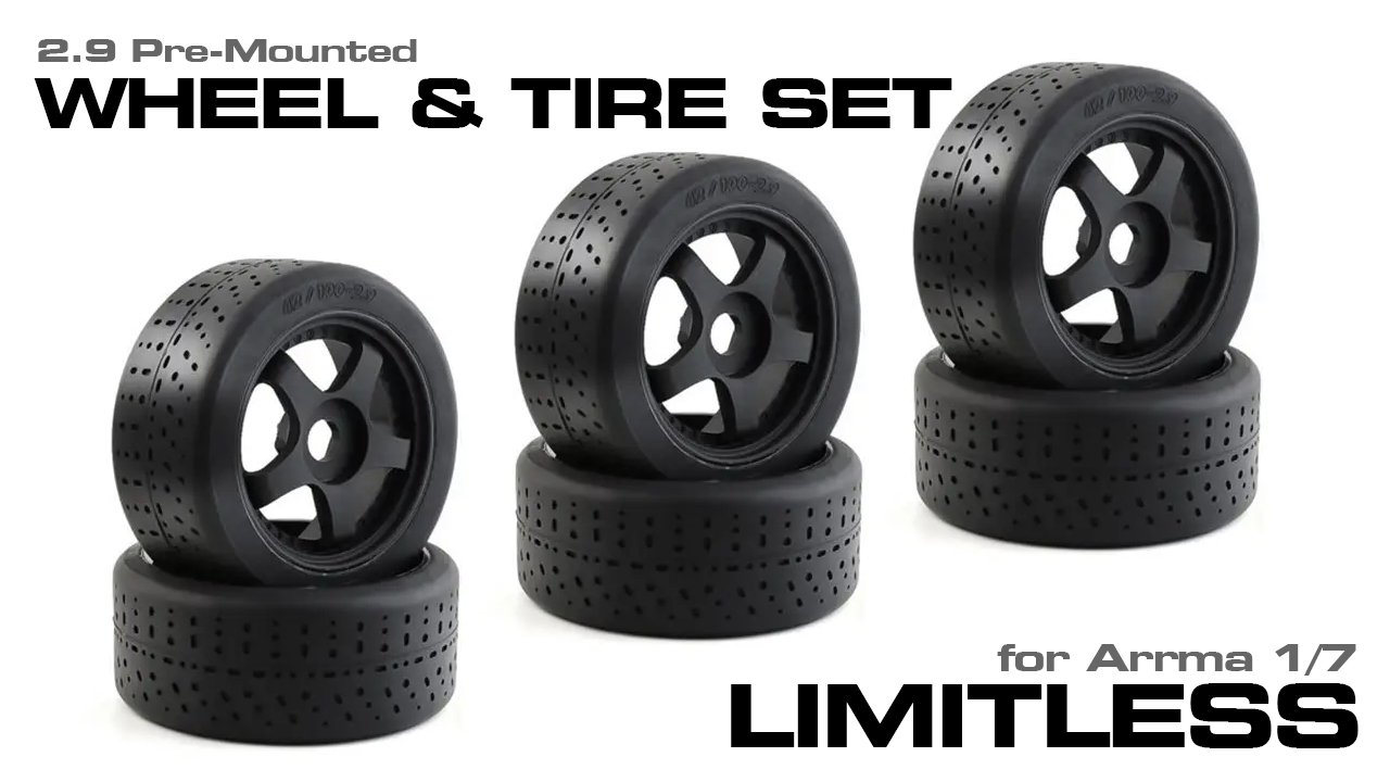 2.9 Pre-Mounted Wheels and Tires for 1/7 Limitless, Felony, Infraction (#C32716)