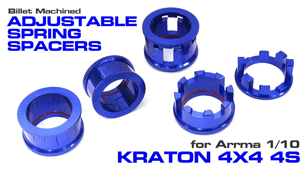 Billet C32933 4-Step Adjustable Spring Spacer Set for Arrma 1/10 Kraton 4X4 4S