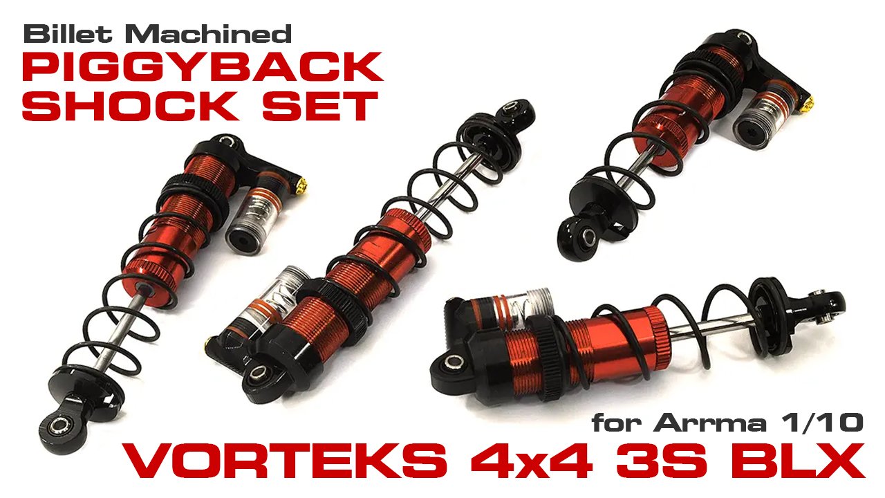 Billet Machined Piggyback Shock Set for Arrma 1/10 Vorteks 4X4 3S BLX (#C33592)