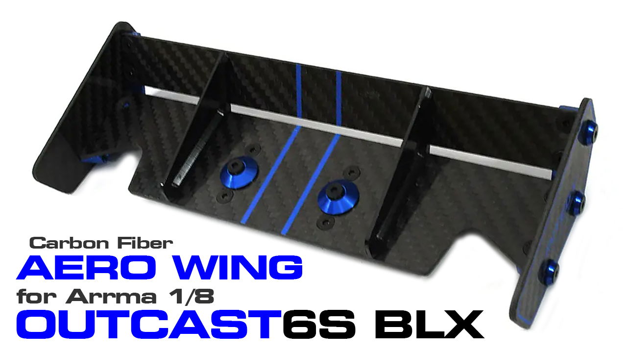Carbon Fiber Rear Aero Wing Kit for Arrma 1/8 Outcast 6S BLX (#C33605)