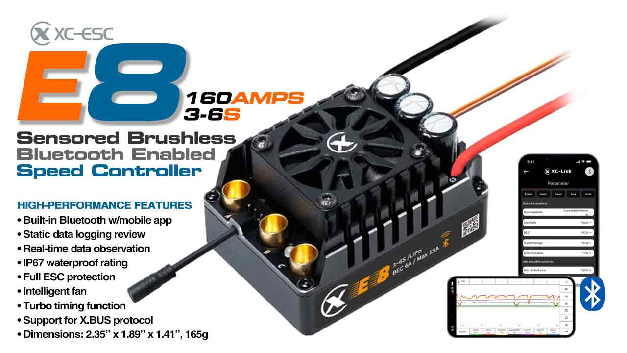 E8 Brushless ESC 160A 3S-6S w/ Built-in Bluetooth by XC Technology (#C33683)