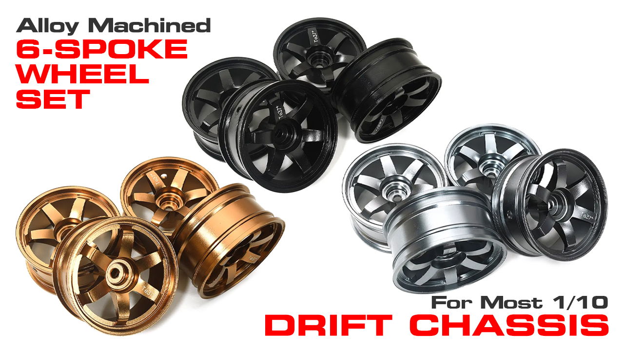 Alloy Machined 6-Spoke Drift Wheel Set (#C33959)