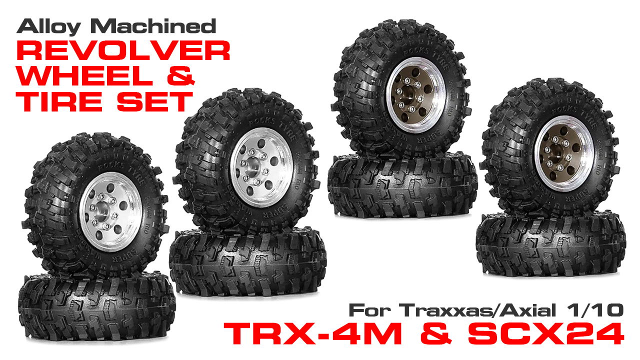 Revolver Alloy Wheel and Tire Set for TRX-4M & SCX24 (#C33964)