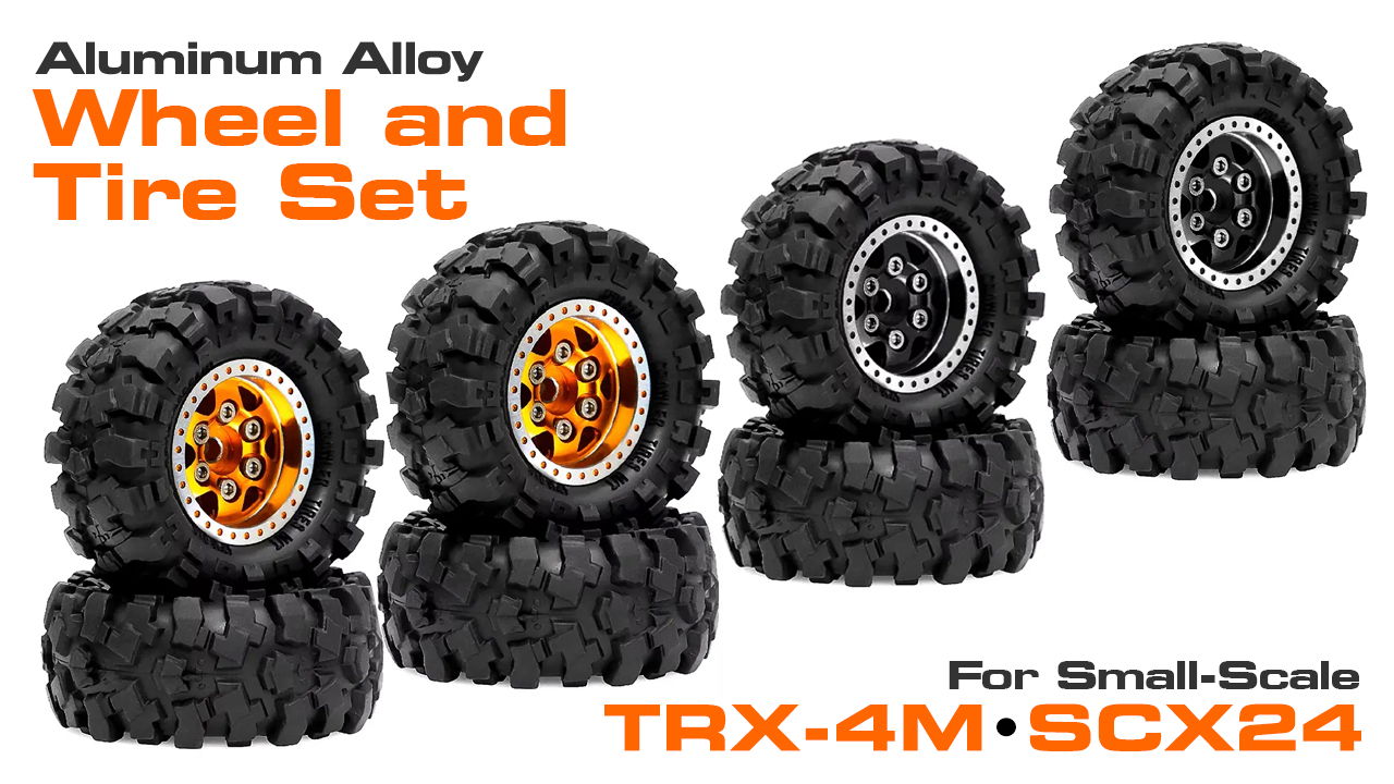 6-Spoke Alloy Wheel & Tire Set for TRX-4M & SCX24 (#C34025)