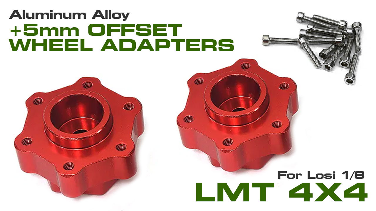 Alloy +5mm Offset Wheel Adapters for Losi 1/8 LMT 1.0 4WD (#C34094)