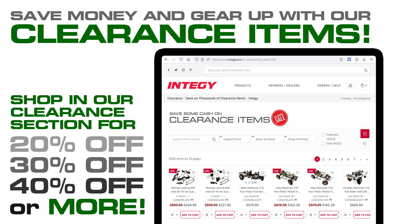 Integy Clearance 20%/30%/40%, and More!